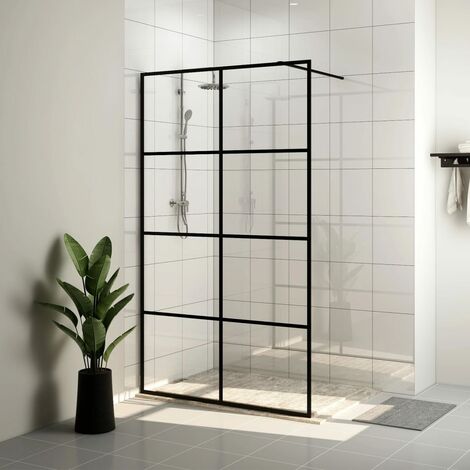 Paroi de douche avec verre - Paroi de baignoire Moderne ESG transparent 90x195 cm Noir BV663260 - BonneVie