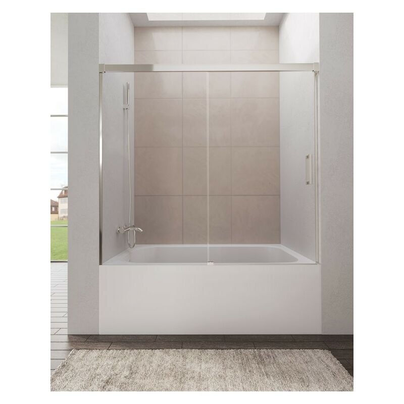 Paroi de douche baignoire basic fixe + coulissant Mesure d'installation: 140-145 cm