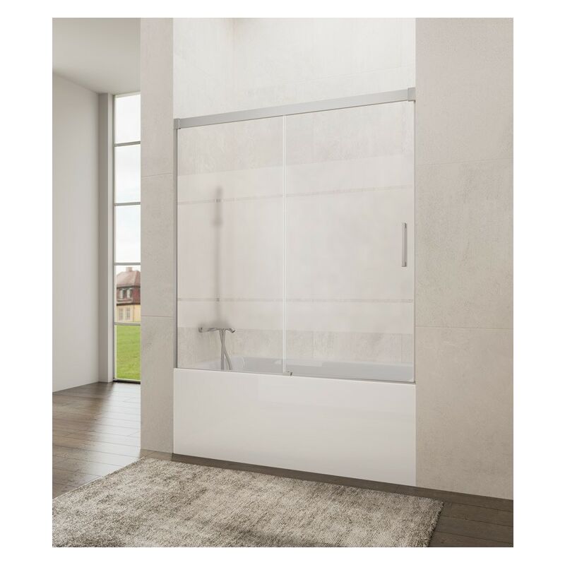 Paroi de douche baignoire BASIC FROST PLUS fixe + coulissant Mesure d'installation: 140-145 cm