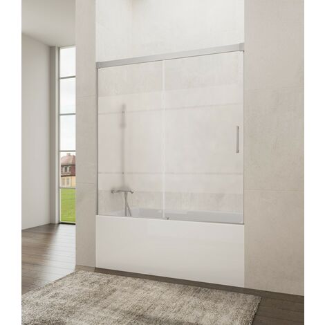 Paroi de douche baignoire BASIC FROST PLUS fixe + coulissant  Mesure d'installation: 150-155 cm