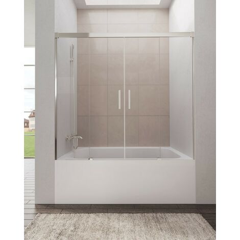 Paroi de douche baignoire BASIC SPAZIO 2 fixes + 2 coulissants Mesure d'installation: 172 - 182 cm