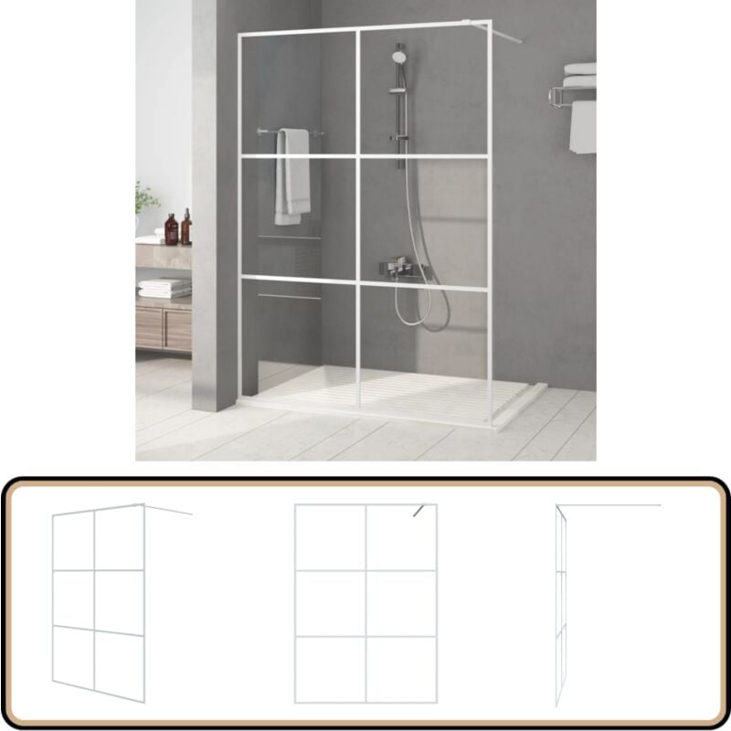 Paroi de douche Blanc 140x195 cm Verre esg transparent - Pare-douche - Salle De Bain - Douche - Paroi De Douche - Porte De Douche