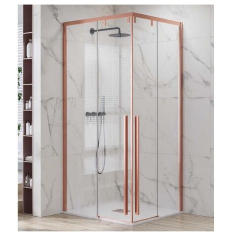 Paroi de douche coulissante SANTORINI 100 profilé rose gold 80 x200 cm