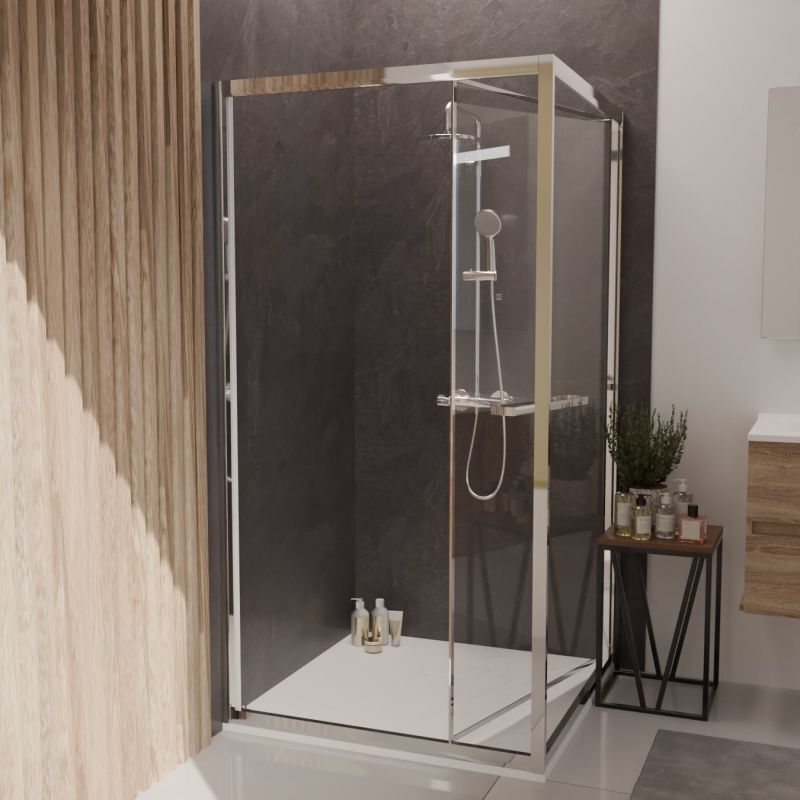 Cuisibane - Paroi de douche d'angle 100x100 cm porte rentrante clever