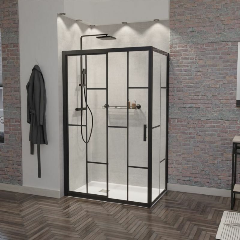 Cuisibane - Paroi de douche d'angle effet verrière atelia avec porte coulissante 120 cm x 80 cm