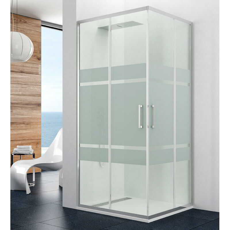 Paroi de douche d'angle prestige verre sérigraphié 70X70 - Mesure 1: 67-70 / Mesure 2: 67-70