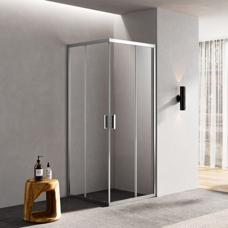 Rue Du Bain - Paroi de Douche Angle Verre 90 cm coulissant Profilé Alu mat Osaka