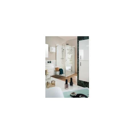 Paroi de douche DOMINO pivotante pliante côté gauche L en verre transparent profilé chromé Dimension paroi de douche: 90 cm