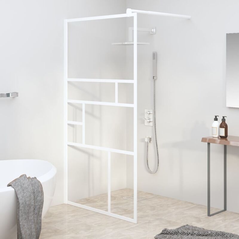 Paroi de douche Écran de douche Paroi fixe 100x195 cm esg Verre Blanc CVW91340