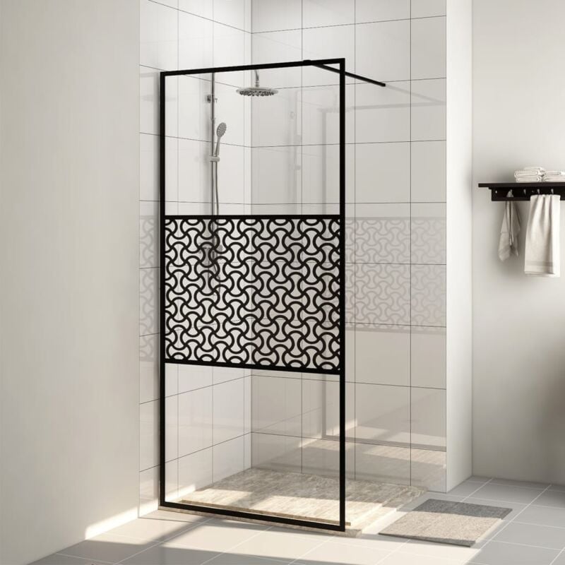 Paroi de douche Écran de douche Paroi fixe avec verre esg transparent 100x195 cm Noir CVW94915