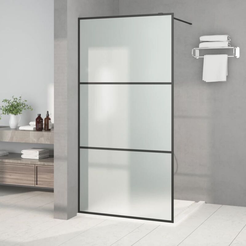 Paroi de douche Écran de douche Paroi fixe Noir 100x195 cm Verre esg dépoli CVW23807