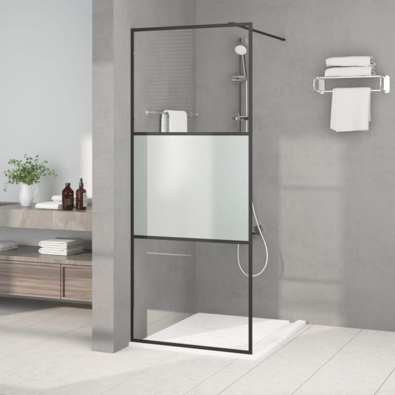 Paroi de douche Écran de douche Paroi fixe Noir 80x195 cm Verre esg demi-dépoli CVW74239