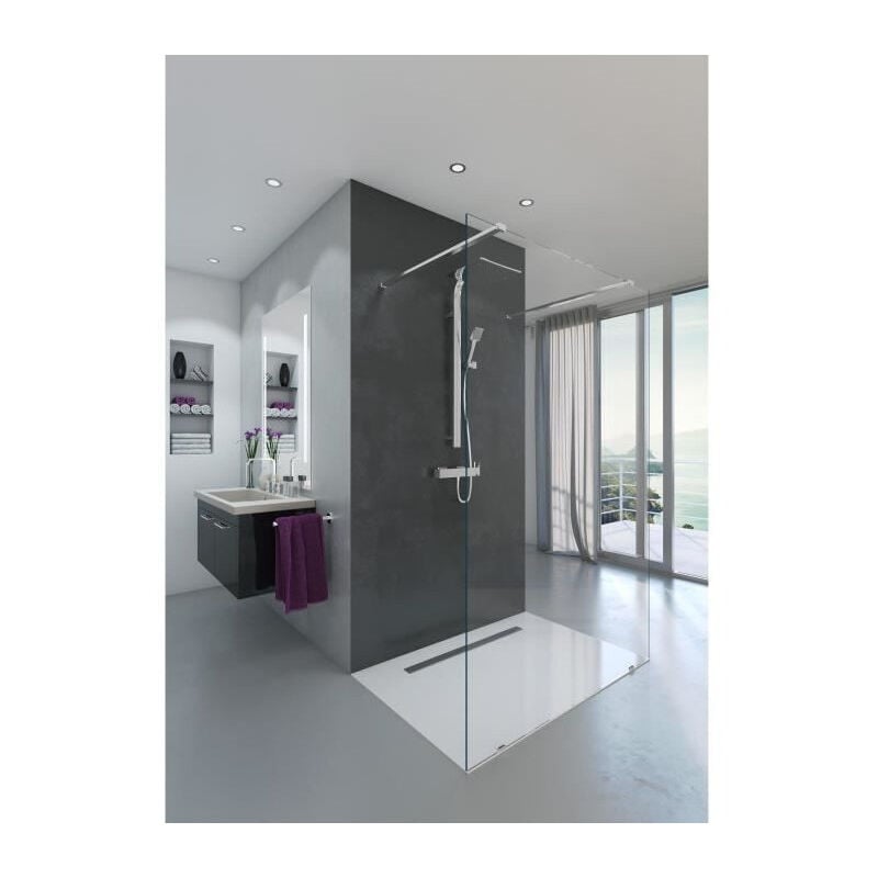 Saint-Gobain Paroi de douche en kit baltique claire - Verre Timeless 8 mm trempe - L.140 cm x H.198 cm