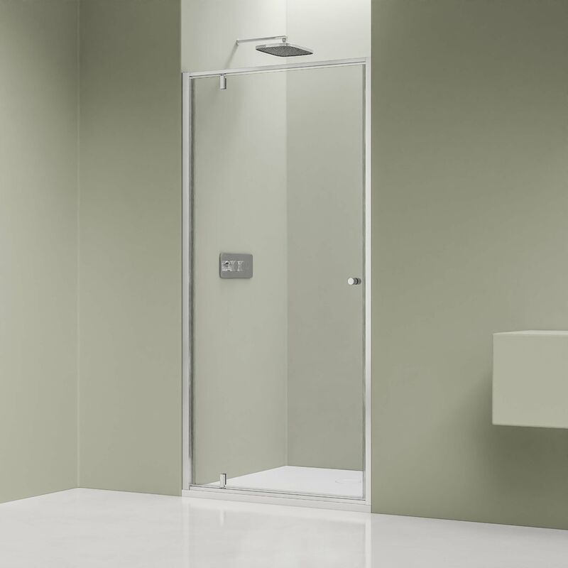 Bernstein - Paroi de douche en verre 6mm Cabine de douche niche Parre douche encastrée porte tournante - Noir mat - Toutes largeurs dispo -800mm,