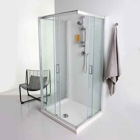 Paroi De Douche En Verre 3 Faces 70X100 Coulissante Et Fixe 70Cm