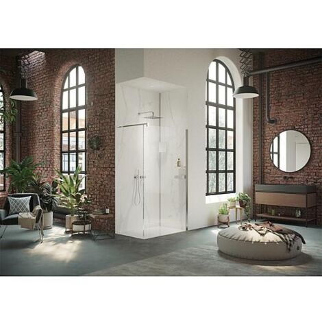 Paroi de douche en verre Hüppe Select+ avec kit profilé mural, l x H x P : 1085-1100 x 2000 x 8 mm ETC argenté mat