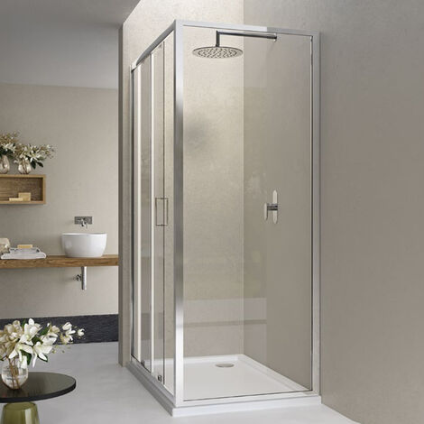 Paroi de douche fixe en verre trempé 6mm, dimension 90x190h cm pour porte coulissante Fast