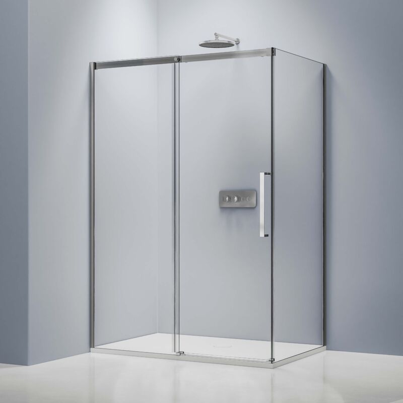 Cabine de douche verre trempé 8mm, Paroi de douche en coin, portes coulissantes profilé chrome - DX906 flex - 120 cm, 90 cm - Bernstein
