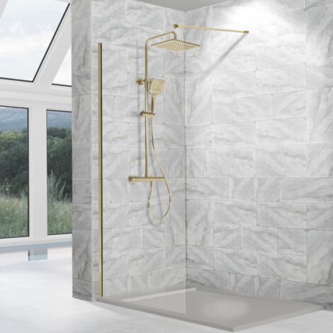 Paroi de douche fixe FRESH avec profil OR BROSSÉ 90 cm