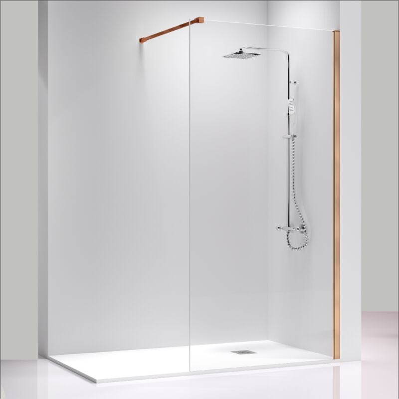Paroi de douche fixe FRESH avec profil ROSE DORÉ 120 cm