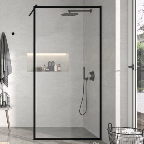 Paroi de douche fixe FRESH PERIMETRAL finition NOIR MAT 100 cm