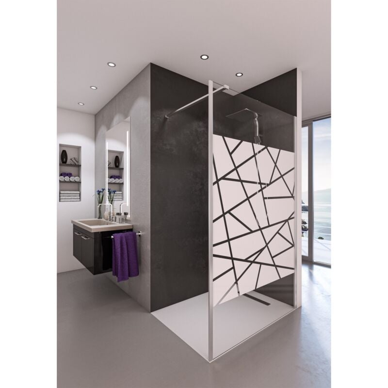 Paroi de douche fixe givre Chromé - 120cm