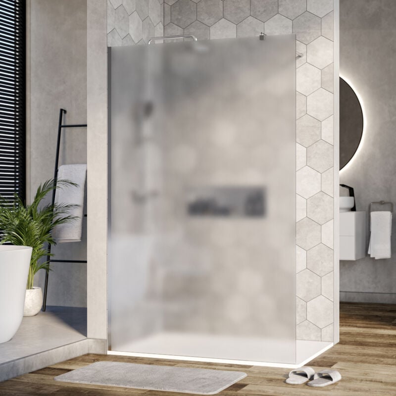 Paroi de douche fixe latérale en verre, satiné, EX101, largeur sélectionnable 1200mm - Bernstein
