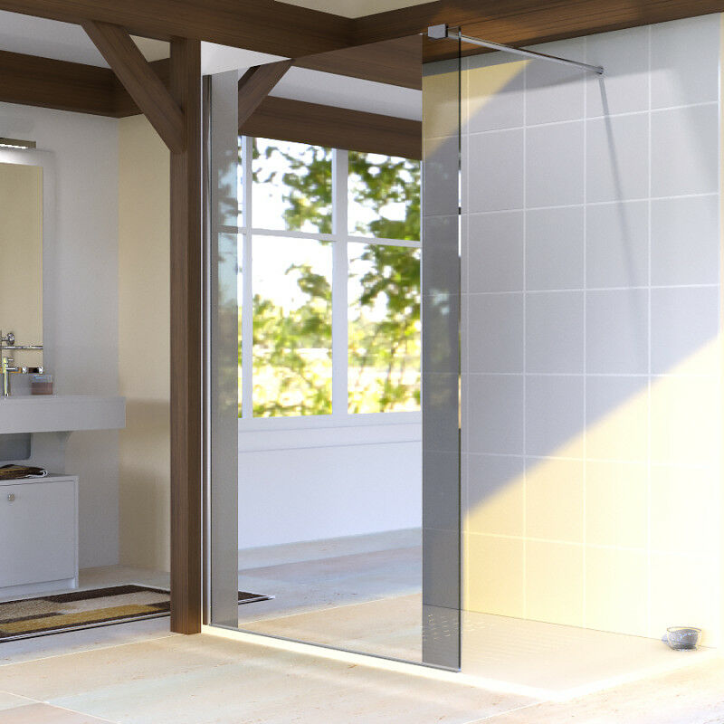 Paroi de douche fixe 100 cm avec miroir BAYA - verre 8 mm