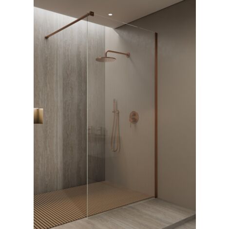 Paroi de douche fixe or rose brossé 90 cm - Lixa