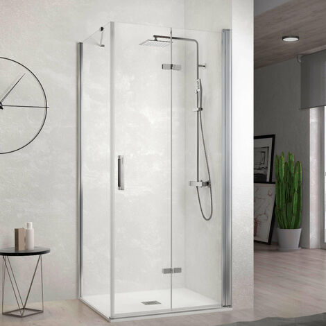 Porte douche pliante verre transparent 90cm chromé - INVENTIV - Mr