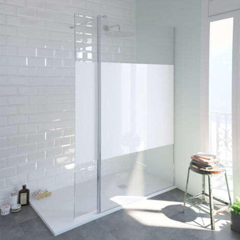 Paroi de douche fixe Single sérigraphié Bloc - 80 cm