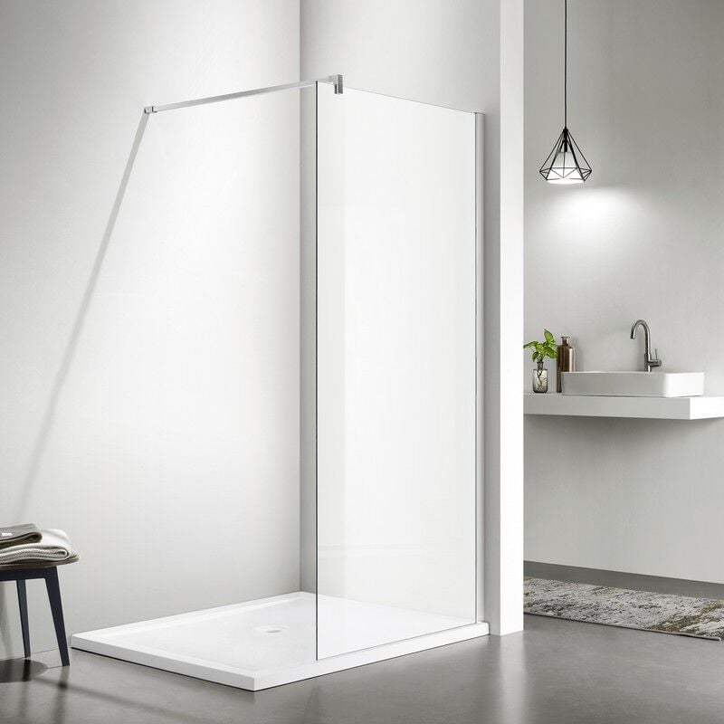 Rue Du Bain - Paroi de Douche Fixe 120 cm Verre Satin 8mm Profilé Alu mat Bahia