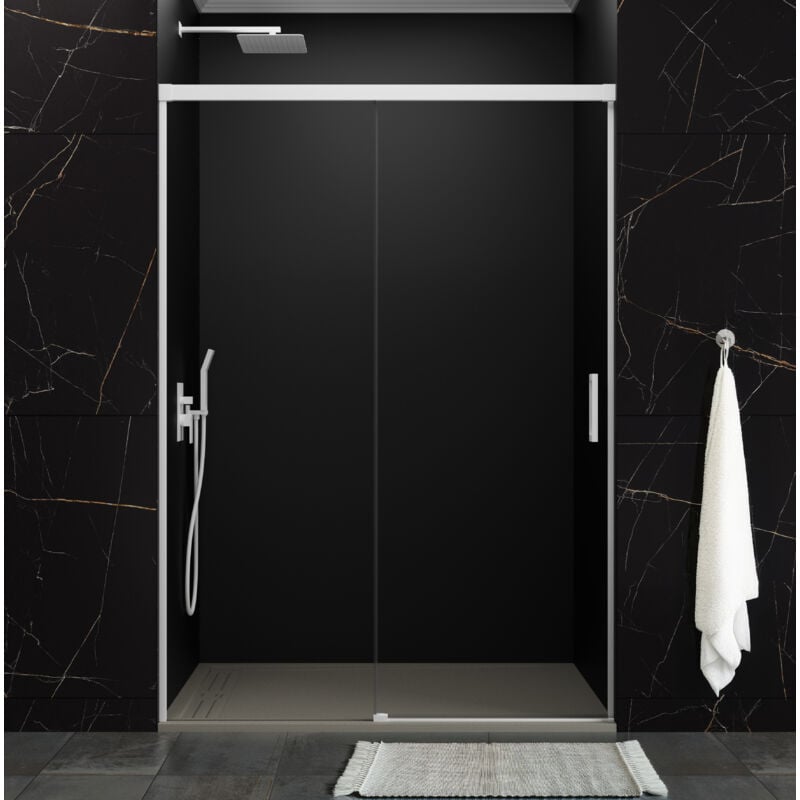 Paroi de douche fixe+coulissant 170-175 cm. modèle: basica blanc