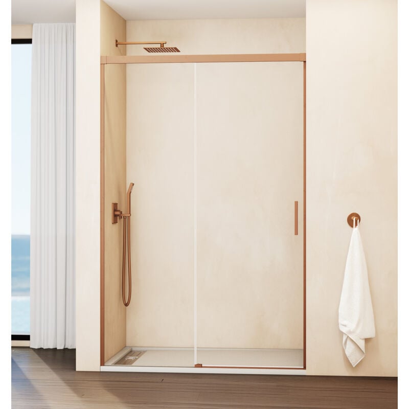 Paroi de douche fixe+coulissant 115-120 cm. modèle: basica cuivre