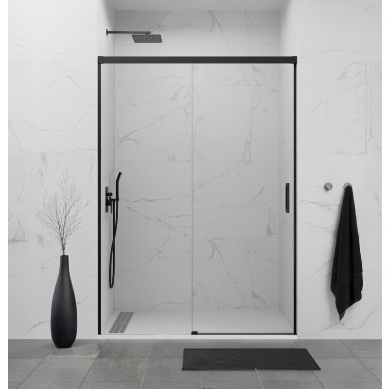 Paroi de douche fixe+coulissant 170-175 cm. modèle: basica noir