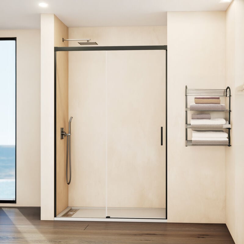 Paroi de douche fixe+coulissant 150-155 cm. modèle: basica titane
