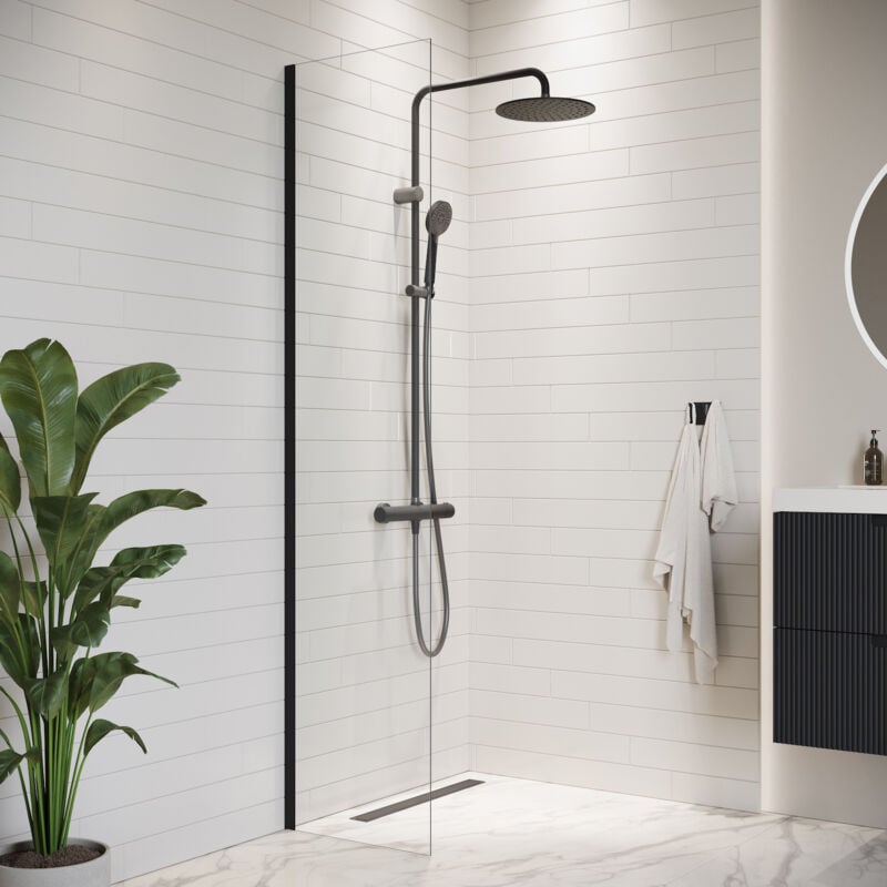 Douche à l’italienne Florida - 40 x 200 cm - Badplaats - Noir -