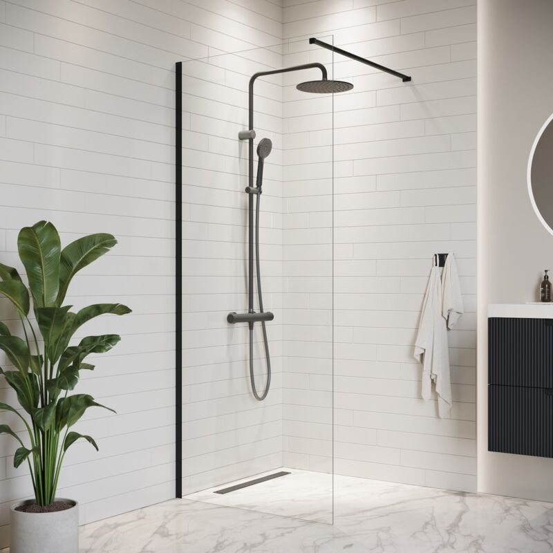 Badplaats - Douche à l'italienne Florida - 50 x 200 cm Noir -