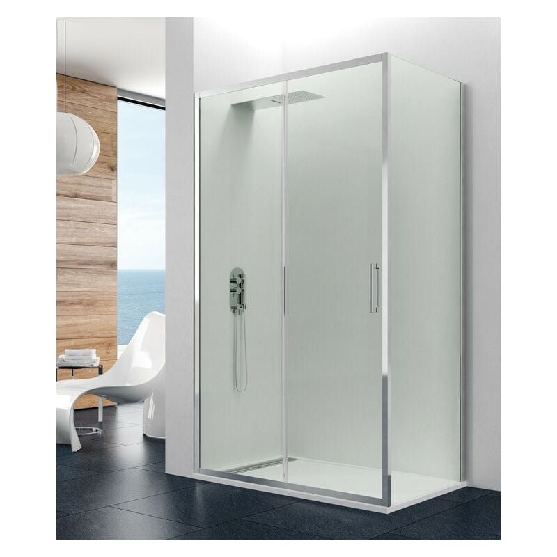 Paroi de douche frontal avec latérale fixe prestige Mesure frontal 117,4-120,4 / Mesure lat. fixe 86-89