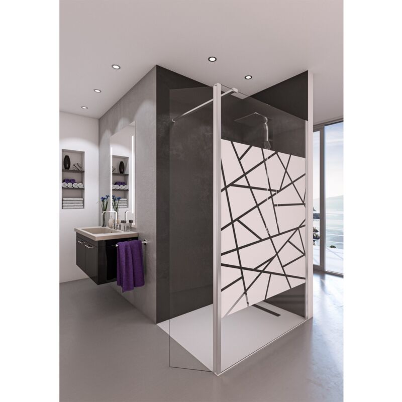 Paroi de douche givre Chromé avec volet pivotant - 120+34.5cm