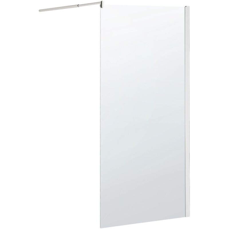 Paroi de Douche Italienne de Type Walk In en Verre Trempé Transparent 90 x 190 cm Idéale pour Salle de Bain Moderne et Minimaliste Beliani