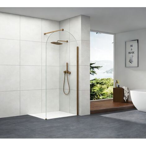 Paroi de douche italienne Clear - 100 x 195 cm - Cuivre brossé - SIENA