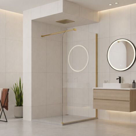 Paroi de douche italienne Clear - 110 x 195 cm - Or brossé - Droite - LUCIA