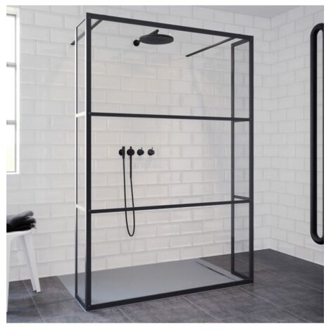 Paroi de douche italienne walk-in avec 2 parois fixes GRID 404 RIHO 100x200 cm