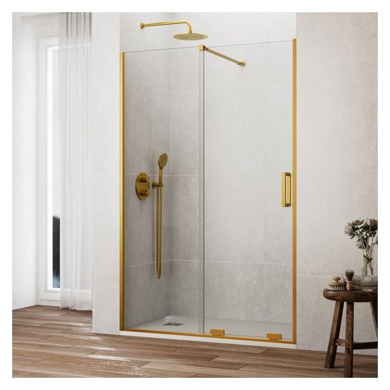 GME - Paroi de douche kenna gold fixe + coulissant Mesure: 115-120 cm