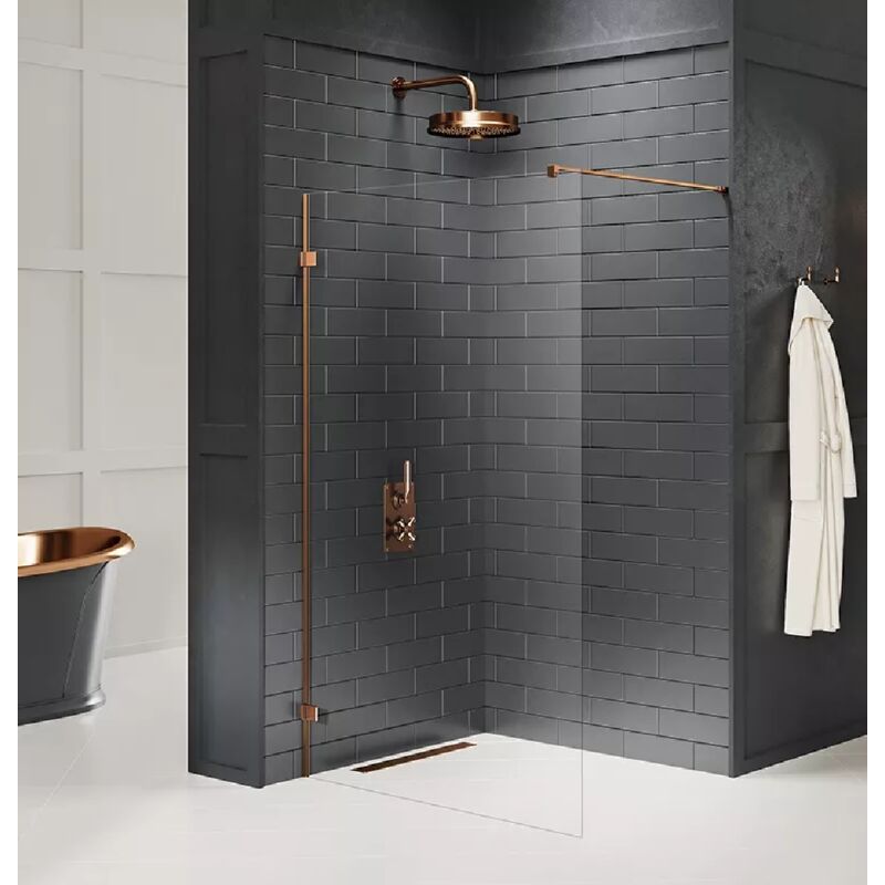 Paroi de douche à l'italienne 110 cm cuivre brossé tahiti copper brushed