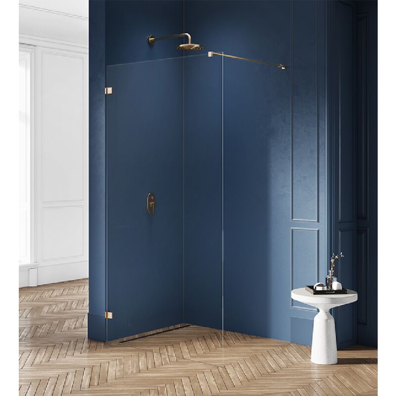 Paroi de douche à l'italienne 160 cm doré brossé bali gold brushed