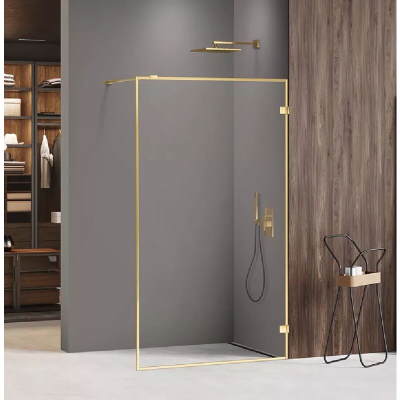 Paroi de douche à l'italienne 70 cm doré avec cadre miami gold shine