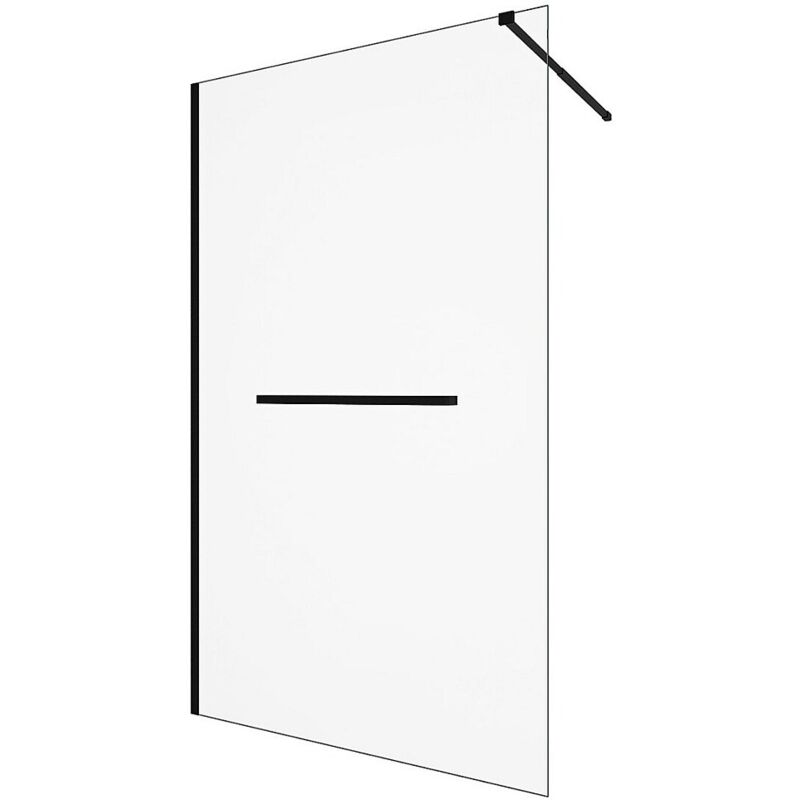 Vente-unique - Paroi de douche à l'italienne avec porte-serviette - 120 x 200 cm - Noir mat - Verre trempé - kristen