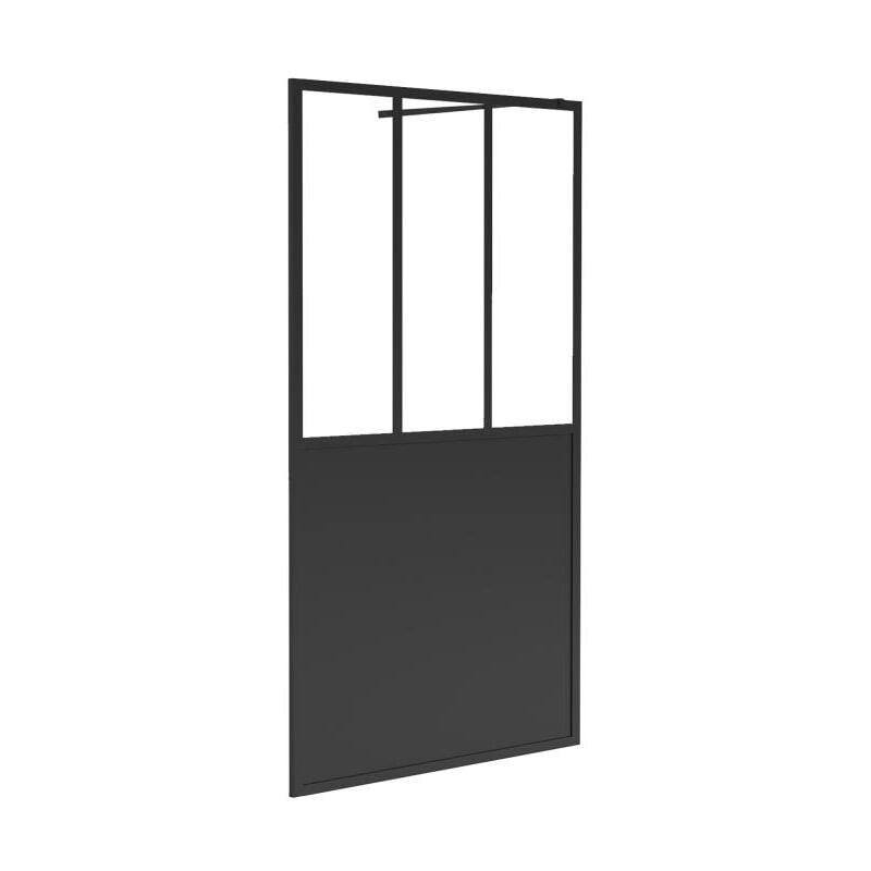 Vente-unique - Paroi de douche à l'italienne style atelier - Noir mat - 120 x 200 cm - urbanik